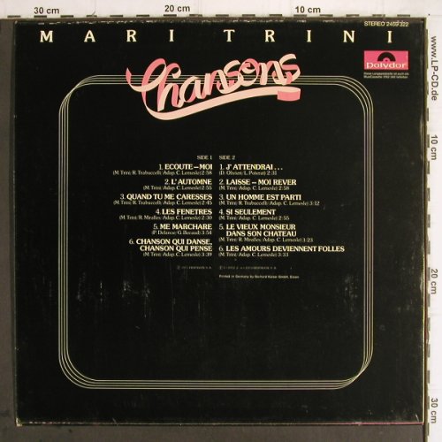 Trini,Mari: Chansons, Polydor(2459 322), D, 1973 - LP - Y9783 - 6,00 Euro