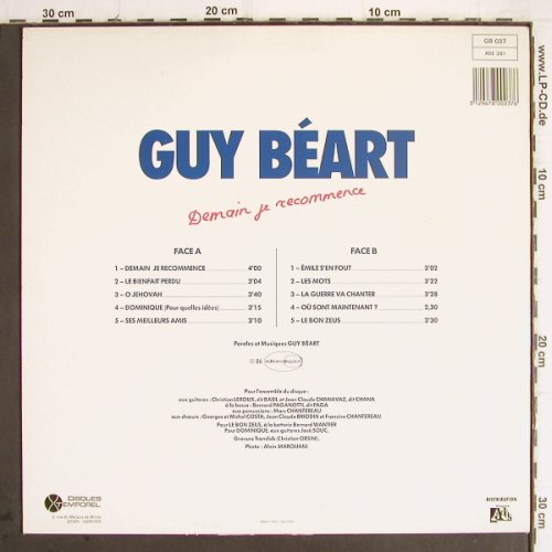 Guy Beart: Demain je recommence, Disques Temporel (TEM GB 00037), F, 1986 Typ: LP Best.-Nr.: Y9799 Preis: 6,00 Euro
