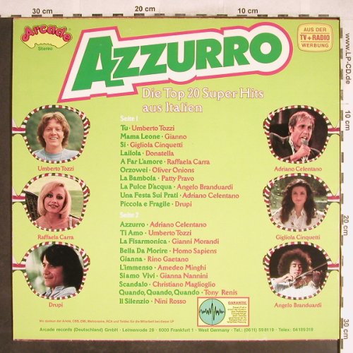 V.A.Azzurro: Umberto Tozzi....Nini Rosso, Arcade(ADE G 60), D, 1977 - LP - H6830 - 5,00 Euro