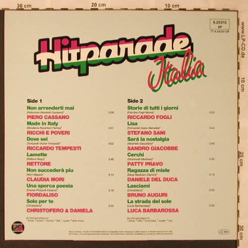 V.A.Hitparade Italia: Piero Cassano...Luca Barbarossa, Ultraphone(6.25313 AP), D, 1982 - LP - X2604 - 5,00 Euro