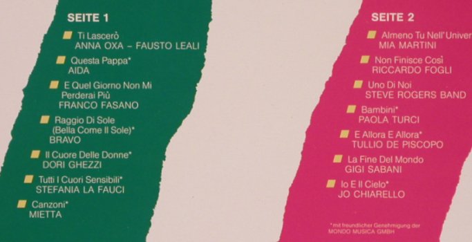 V.A.San Remo Festival'89: 14 Top Titel aus Italien, CBS(465282 1), NL, 1989 - LP - X4763 - 5,00 Euro