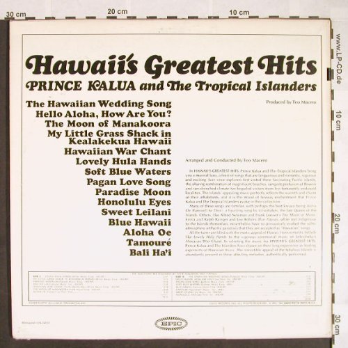 Prince Kalua & t. Tropical Islandes: Hawaii's Greatest Hits, m-/vg+, Epic(LN 24055), US, Mono,  - LP - F9658 - 6,00 Euro