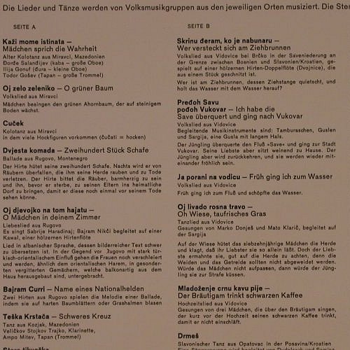 V.A.Lieder und Tänze in Jugoslawien: Mazedonien,Montenegro,1968 Zagreb, BASF/Harmonia Mundi(20 21013-8), D, 1978 - LP - X6967 - 12,50 Euro