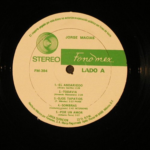 Macias,Jorge: Same, signiert, Fono Mex(FM-394), Mexico, 1979 - LP - F5790 - 6,00 Euro