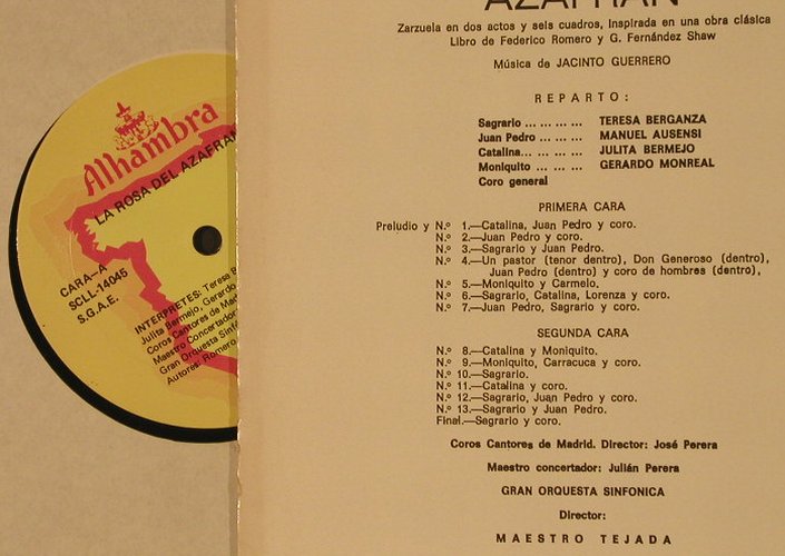 La Rosa Del Azafran: Shaw,Romero-F. & Guerrero, Alhambra(szll-14045), E, 1975 - LP - F5791 - 6,00 Euro