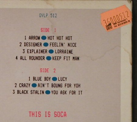 V.A.This Is Soca ! 84: Arrow...Black Stalin, m-/vg+, London(DVLP 512), UK, 1984 - LP - H4245 - 5,00 Euro