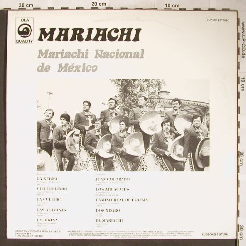 Mariachi Nacional de Mexico: Mariachi, OLA Quality(OLP 5166), MEX, 1984 - LP - H5921 - 7,50 Euro