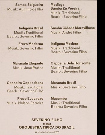 Filho,Severino & Orquesta Tipica do: Volkstanz der Welt, Brasilien(V.A.), Marcato(92 618), D,  - LP - H6834 - 5,50 Euro