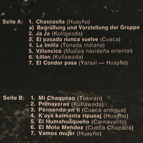 Los Chaskis de Bolivia: Live - in Holzbüttgen/Neuß, Foc, Falk Musik(197.701), D, 1977 - LP - V1311 - 9,00 Euro
