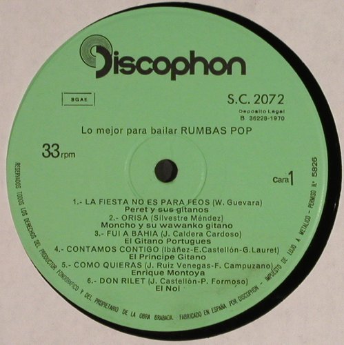 V.A.Lo Mejor Para Bailar: Rumbas - Pop, Discophon(S.C.2072), E, 1970 - LP - V1367 - 7,50 Euro