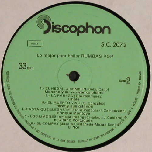 V.A.Lo Mejor Para Bailar: Rumbas - Pop, Discophon(S.C.2072), E, 1970 - LP - V1367 - 7,50 Euro