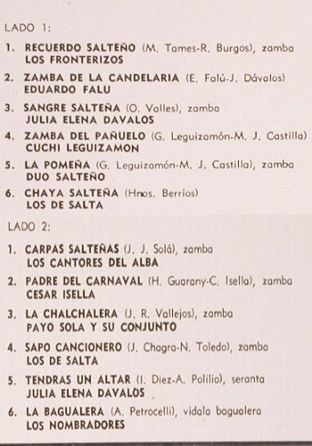 V.A.Recuerdo Salteno: Canciones de Salta, Foc, m-/vg+, Philips, Mono(6499 305), Argentina, 1971 - 2LP - V660 - 7,50 Euro