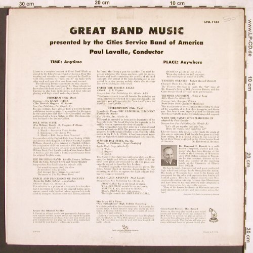 Lavalle,Paul & CitiesServiceB.o.Am: Great Band Music, RCA Victor(LPM-1133), US,  - LP - X3717 - 7,50 Euro