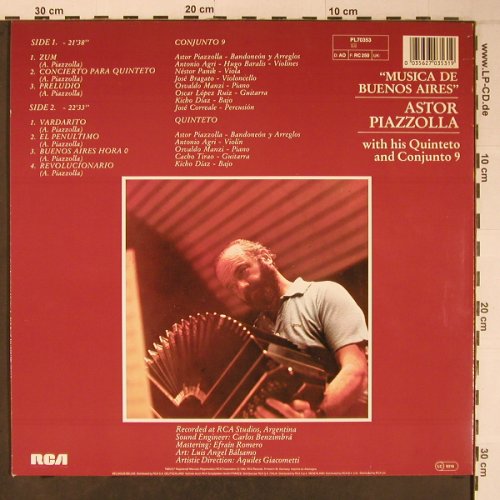 Piazzolla,Astor: Musica de Buenos Aires, RCA(PL70353), D, 1982 - LP - X6462 - 12,50 Euro