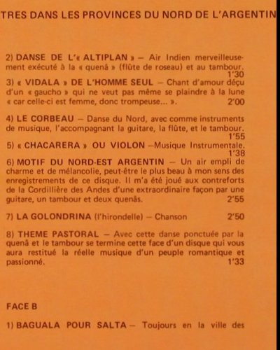 V.A.Musique Folklorique du Monde: Argentine, Les Hauts Plateaux, Musidisc,Promo-Stol(30 CV 1381), F, 1976 - LP - Y2338 - 7,50 Euro