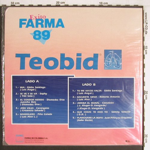 V.A.Exito Farma'89-Teobid: Eddie Santiago... Juan Pina..10 Tr., CBS (PEL-982030), Kolumbien, 1989 Typ: LP Best.-Nr.: Y3915 Preis: 7,50 Euro