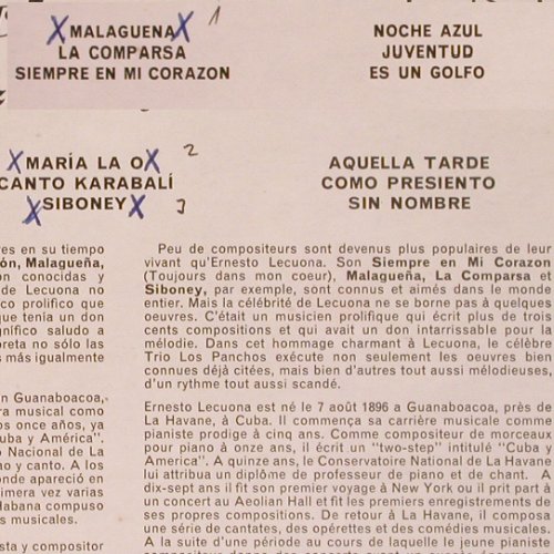 Trio Los Panchos: The Music of Ernesto Lecuona, CBS(SBPG 62 597), UK, woc, 1966 - LP - Y4579 - 9,00 Euro
