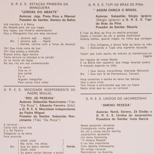 V.A.Sambas-de-Enredo: das Escolas de Samba do grupo 1, Top Tape AESEG(85.013), Brasil,Foc, 1972 - LP - Y4885 - 9,00 Euro