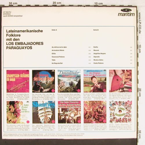 Los Embajadores Paraguayos: Latein-Amerik.Folklore mit den, Maritim(47 184 FU), D,  - LP - Y5341 - 6,00 Euro