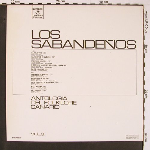 Los Sabandeos: Anthologia del Folklore Canario, Columbia(CPS 9286), E,  Vol.3, 1973 - LP - Y606 - 7,50 Euro
