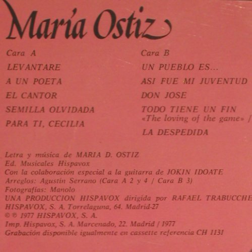 Ostiz,Maria: Un pueblo es... Levantare', Foc, Hispavox(HHS 11-346), E, 1977 - LP - Y6353 - 6,00 Euro