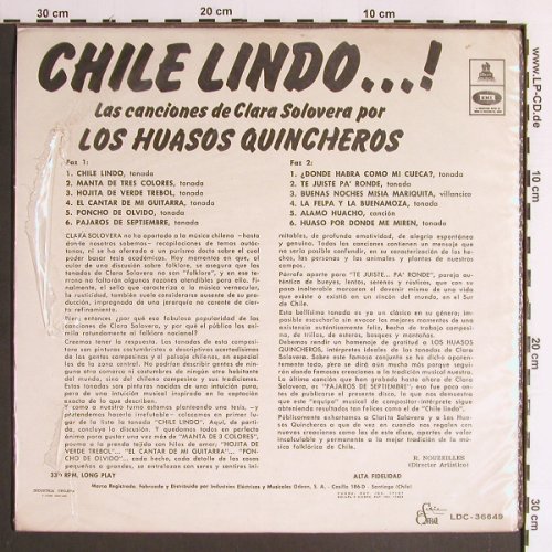 Los Huasos Quincheros: Chile Lindo...!, Odeon/EMI(LDC-36649), Chile, 1968 - LP - Y6563 - 7,50 Euro