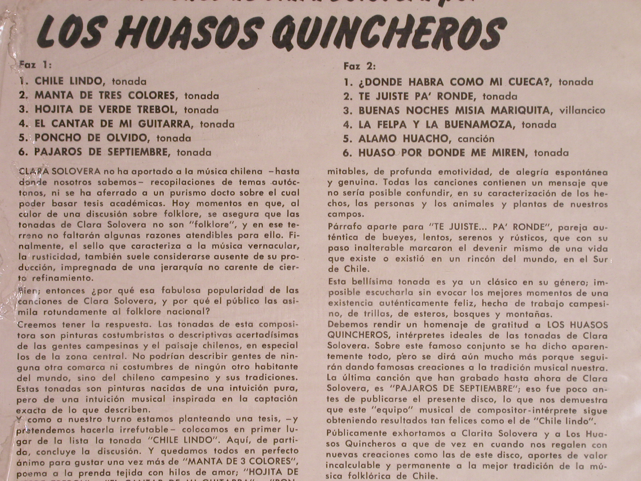Los Huasos Quincheros: Chile Lindo...!, Odeon/EMI(LDC-36649), Chile, 1968 - LP - Y6563 - 7,50 Euro