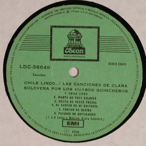 Los Huasos Quincheros: Chile Lindo...!, Odeon/EMI(LDC-36649), Chile, 1968 - LP - Y6563 - 7,50 Euro