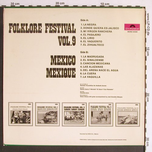 V.A.Folklore Festival: Vol. 9 - Mexico 14 Tr., Polydor(84 033), D, 1964 - LP - Y6828 - 7,50 Euro
