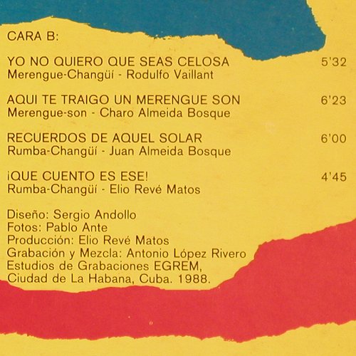 Rev,Elio y su Charangon: gue cuento es ese..., Areito(LD-4494), Cuba, 1988 - LP - Y7710 - 9,00 Euro