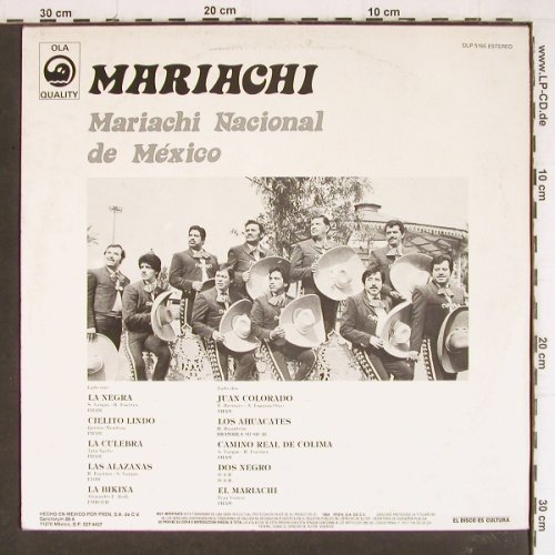 Mariachi Nacional de Mexico: Mariachi, OLA Quality(OLP 5166), MEX, 1984 - LP - Y7935 - 7,50 Euro