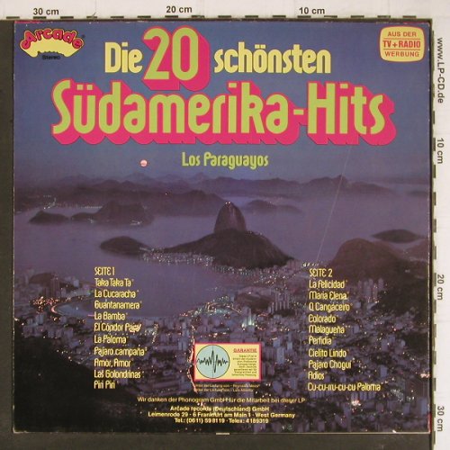 Los Paraguayos: Die 20 schönsten Südamerika-Hits, Arcade(ADE G 45), D, 1978 - LP - Y8330 - 6,00 Euro