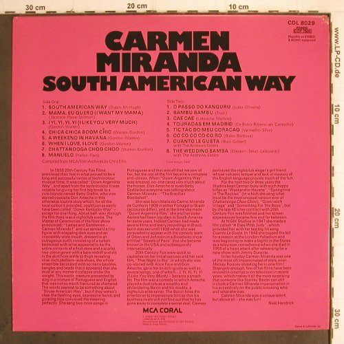 Miranda,Carmen: South American Way, MCA Coral(CDL 8029), UK, Ri, 1975 - LP - Y9947 - 9,00 Euro