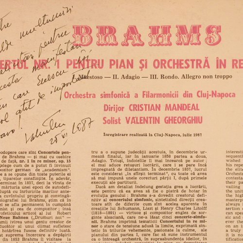 Brahms,Johannes: Concerto No.1 for Piano and Orch., Electrecord(ST-ECE 03404), RO, 1984 - LP - K1011 - 17,50 Euro