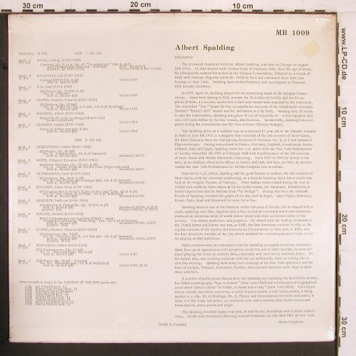 Spalding,Albert: Master of the Bow, Vol.1,  FS-New, Discopaedia, Ed.1 (MB 1009), CDN Typ: LP Best.-Nr.: K1022 Preis: 30,00 Euro