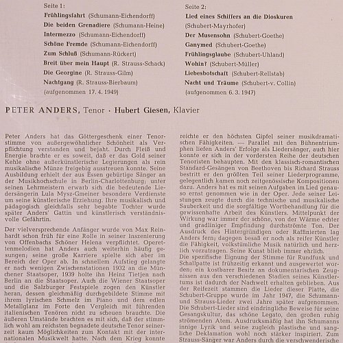 Anders,Peter: Lieder v. Schumann,Strauss,Schubert, Telefunken (HT 33), D, FS-New Typ: LP Best.-Nr.: K1036 Preis: 14,00 Euro