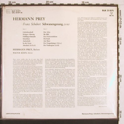 Prey,Hermann: Schubert: Schwanengesang, FS-New, Decca(BLK 21 071), D, Mono,  - LP - K1041 - 14,00 Euro