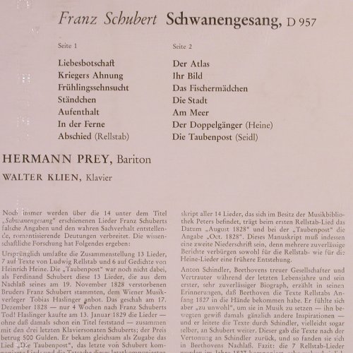 Prey,Hermann: Schubert: Schwanengesang, FS-New, Decca(BLK 21 071), D, Mono,  - LP - K1041 - 14,00 Euro