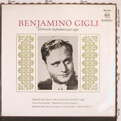 Gigli,Benjamino: Historische Aufnahmen 1921-30, RCA(HR 225), D, FS-New,  - LP - K1042 - 14,00 Euro