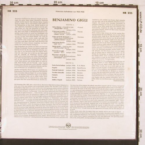 Gigli,Benjamino: Historische Aufnahmen 1921-30, RCA(HR 225), D, FS-New,  - LP - K1042 - 14,00 Euro