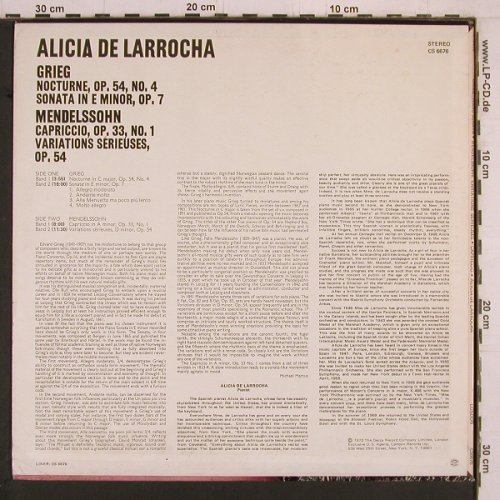 de Larrocha,Alicia: Grieg,Sonata op.7 / Mendelssohn, London (CS 6676), UK/US, 1970 Typ: LP Best.-Nr.: K1049 Preis: 7,50 Euro