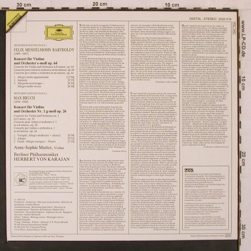 Mendelssohn,Felix / Max Bruch: Violinkonzerte, D.Gr. (2532 016), D, 1981 Typ: LP Best.-Nr.: K1056 Preis: 7,50 Euro