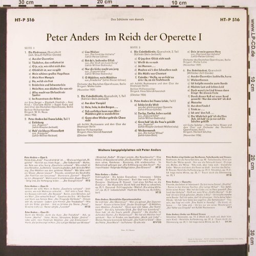Anders,Peter: Im Reich der Operette 1 ,hist.rec., Telefunken (HAT-P 516), D Typ: LP Best.-Nr.: K107 Preis: 6,00 Euro
