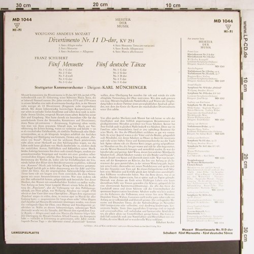 Schubert,Franz / Mozart: Fünf Menuette.. / Diversimento, Decca Meister der Musik (MD 1044), D, R stoc Typ: LP Best.-Nr.: K1083 Preis: 6,00 Euro