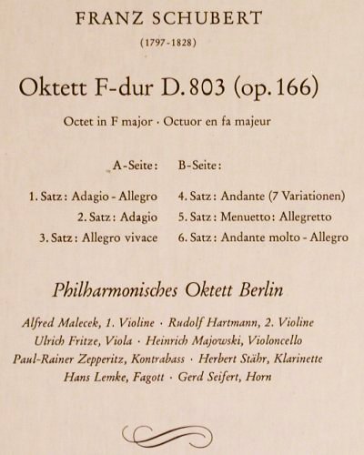 Schubert,Franz: Oktett F-Dur, D.803 (op.166), D.Gr. (139 102), D, Ri, 1965 Typ: LP Best.-Nr.: K1087 Preis: 7,50 Euro