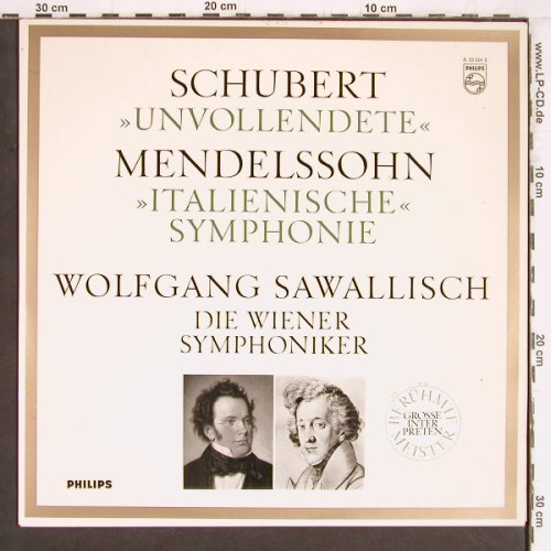 Schubert,Franz/Mendelssohn: Unvollendete/Italienische Symphonie, Philips (A 02024 L), D, Mono, 1963 Typ: LP Best.-Nr.: K1089 Preis: 6,00 Euro