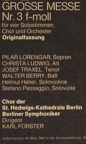 Bruckner,Anton: Messe Nr.3 f-moll (rec. 1962), Dacapo/EMI(C 047-28 962), D, Ri,  - LP - K1094 - 6,00 Euro