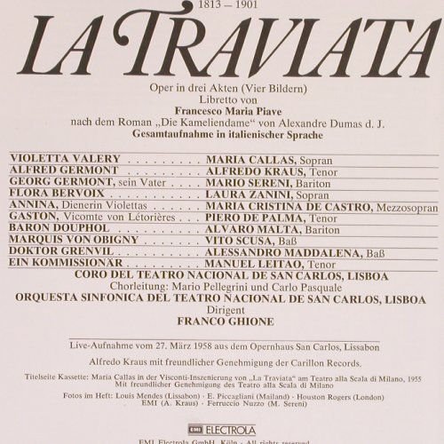 Verdi,Giuseppe: La Traviata, Box, Live 1958, EMI (1C 153-03 893M), D,Ri, 1980 Typ: 2LP Best.-Nr.: K1101 Preis: 12,50 Euro