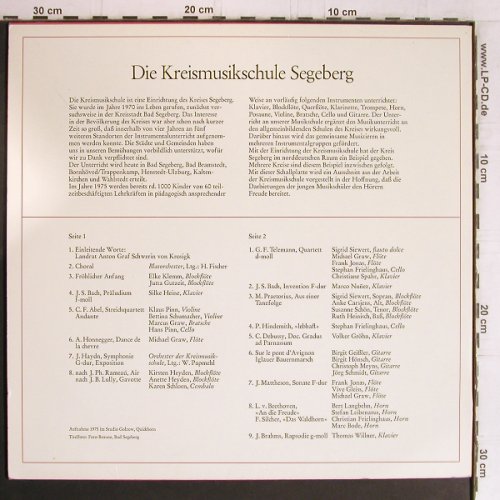 V.A.Kreismusikschule Segeberg: Schüler musizieren, Kreismusilschule (76.21 850-00-1), D, 1975 Typ: LP Best.-Nr.: K1102 Preis: 9,00 Euro