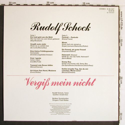 Schock,Rudolf: Vergiß mein nicht, Amiga (8 45 247), DDR, 1989 Typ: LP Best.-Nr.: K1108 Preis: 6,00 Euro